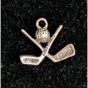 Miniature Silver Golf Clubs & Ball Charm Pendant
